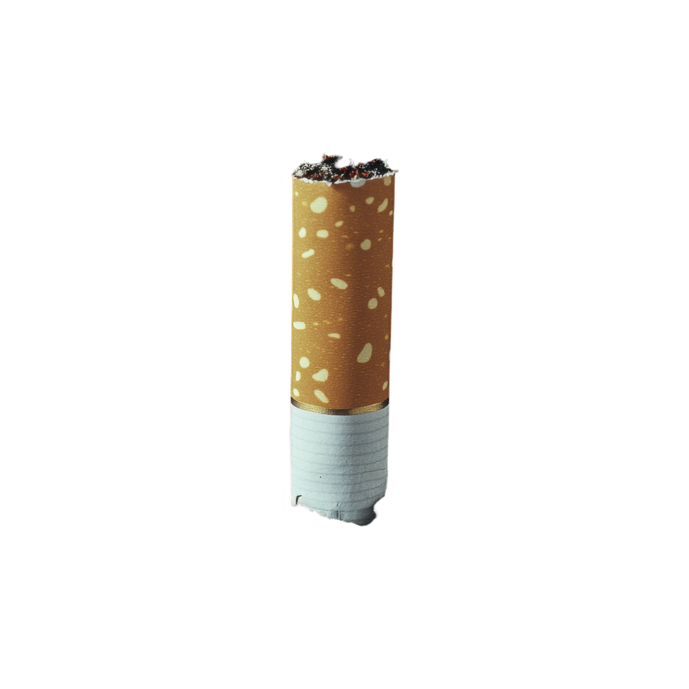 Cigarette extinguished in ash showcasing the impact of smoking cessation, Smoking quit smoking smoking cessation cigarette bad habit cigarette butt nicotine png
