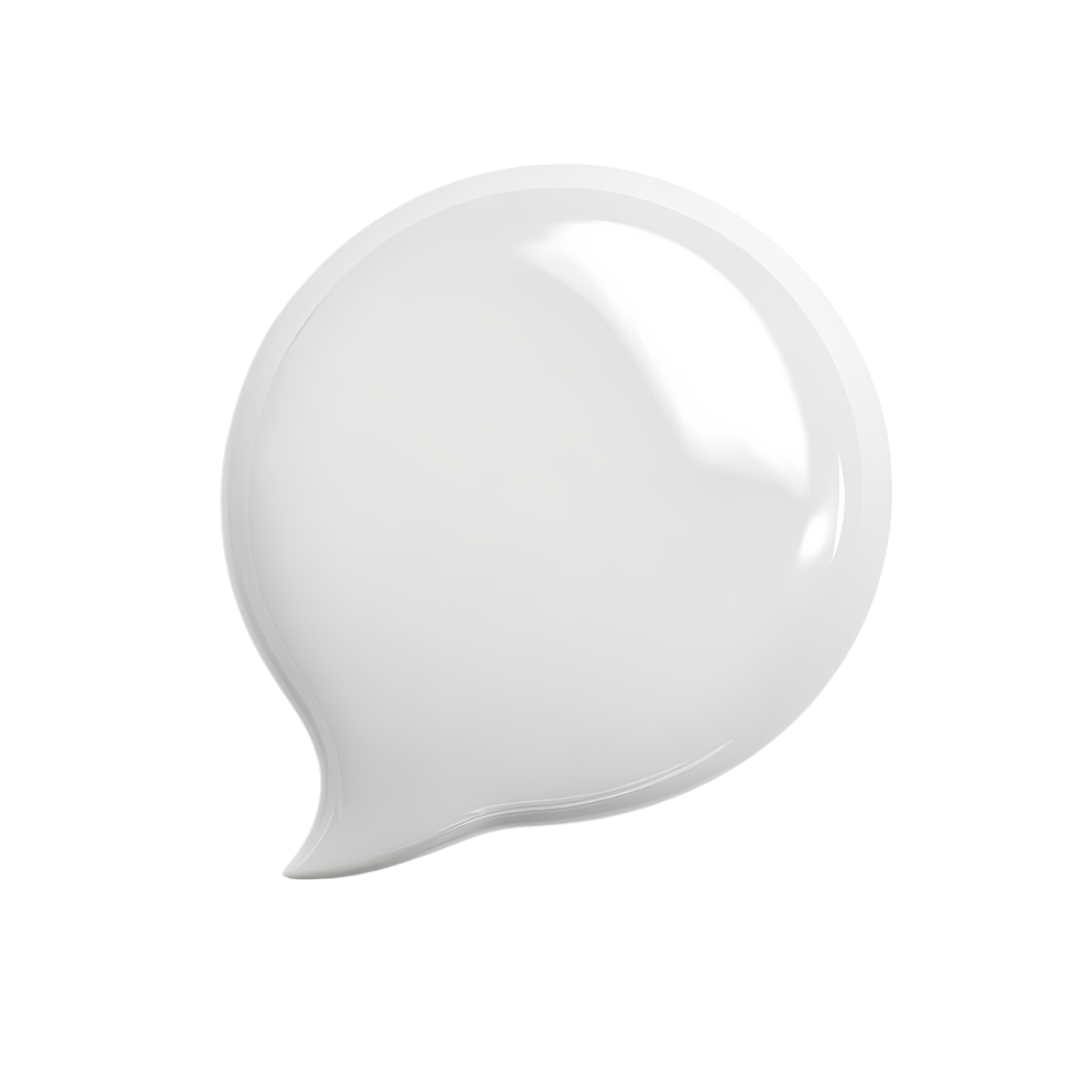 Glossy white speech bubble isolated on a clean Transparent background for communication and design purposes, white glossy speech bubble isolated on White background png