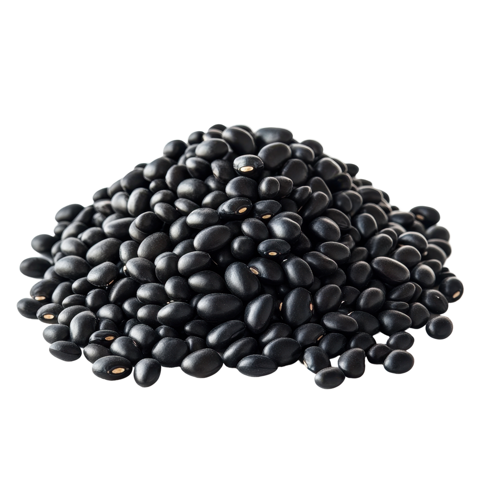 Pile of black beans isolated on a Transparent background for culinary and nutritional contexts, Pile black beans isolated on background png