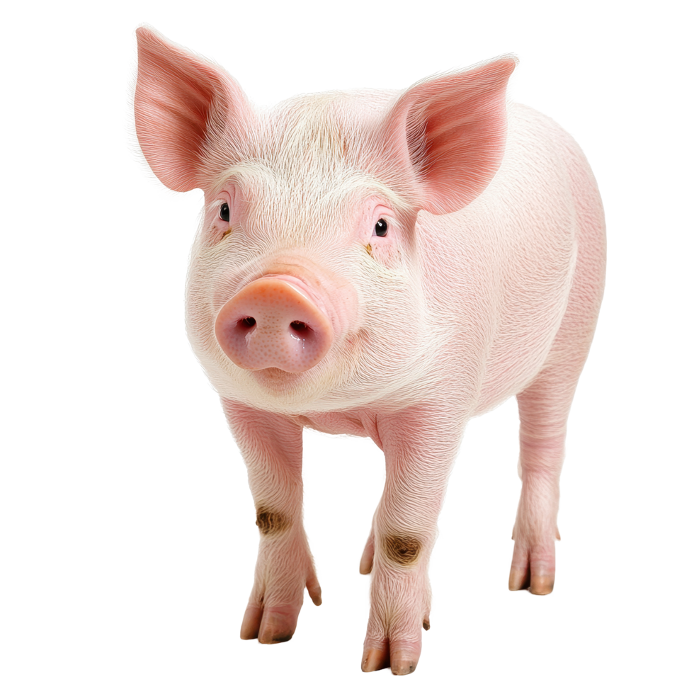 Cute piglet standing against a Transparent background in a bright and clean environment, Pig on background png