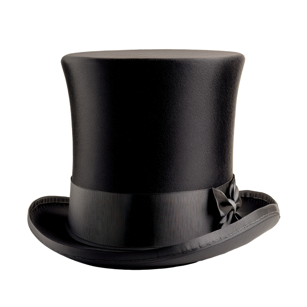 Classic black top hat on a pristine white background showcasing timeless elegance and style for formal occasions, Classic black top hat isolated white background png