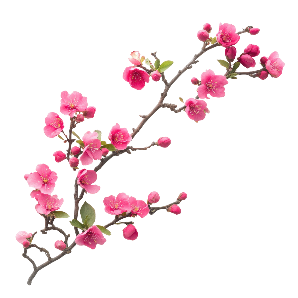 Beautiful pink spring flowers arranged on a Transparent background creating a delicate floral composition, Pink spring flowers branch composition, background png