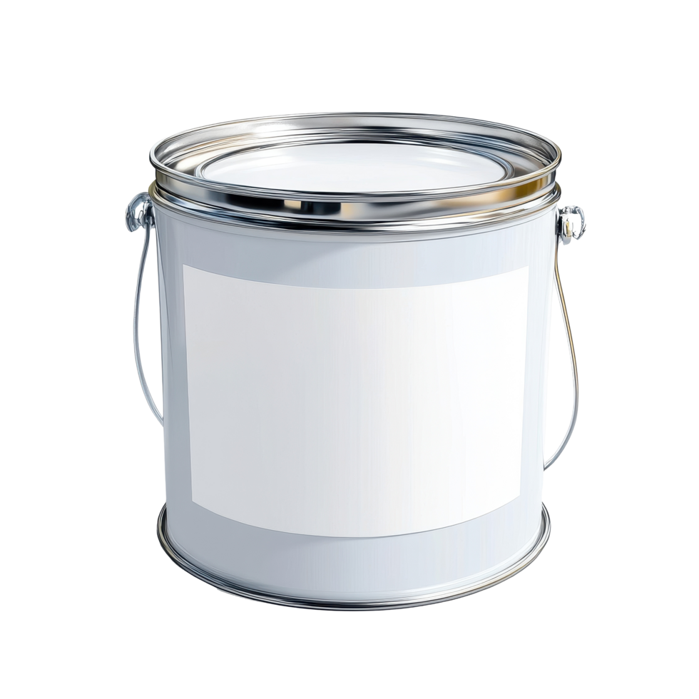 Paint can with blank label ready for customization in home improvement project, Paint can with a blank label isolated on Transparent background mockup, background png