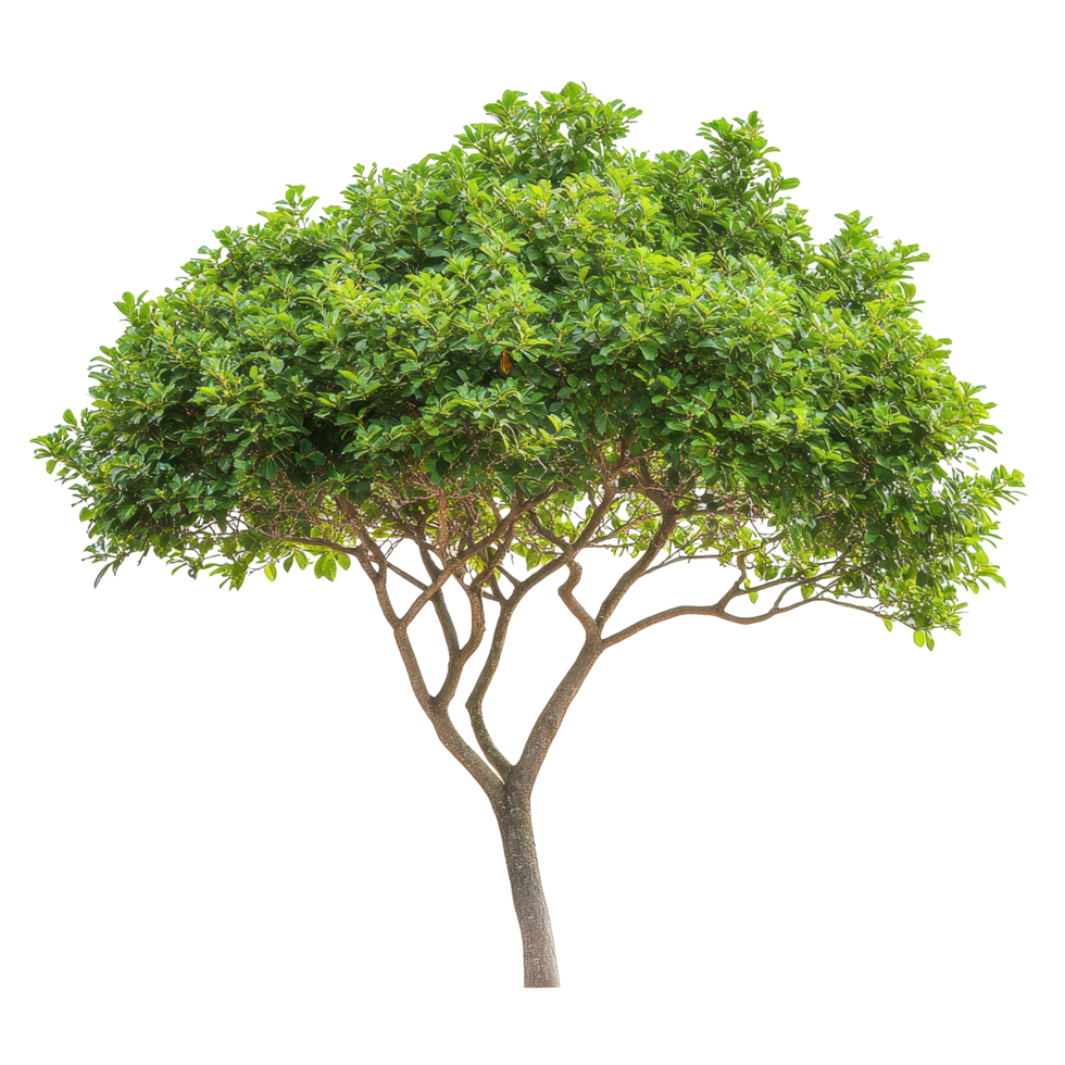 Green tree with lush foliage isolated on a Transparent background for creative design use, Isolated image dense green leafed tree on a background png