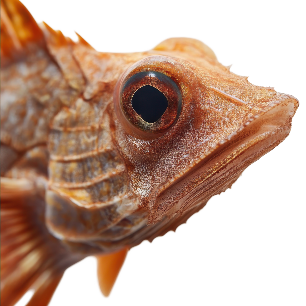 Closeup view of a Sheathfish showcasing details against a Transparent background, Closeup view a Sheathfish background png