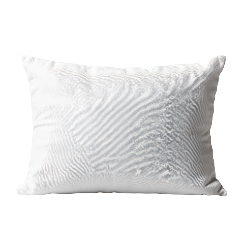 Soft cotton pillow positioned on isolated transparent background with texture enhancing details, blank bed cotton pillow on isolated transparent background, useful for mockup template png