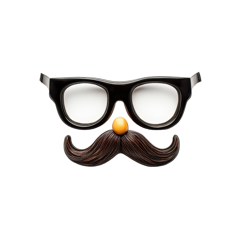 Unique black glasses with mustache mask design isolated on white background for fun occasions, Glasses and Nose with Mustache mask Isolated on white background png