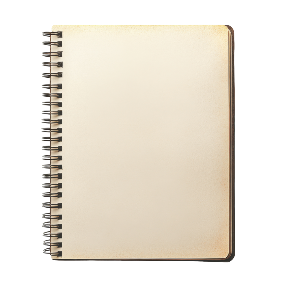 Blank spiral notebook mockup on a clean Transparent background for creative projects and note taking, Notebook mockup with blank pages and spiral isolated non isolated on background png