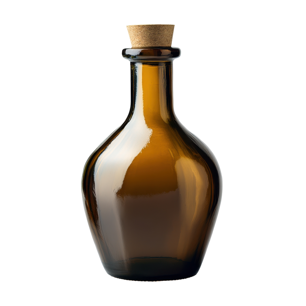 Elegant amber oil bottle displayed on a Transparent background for culinary and decorative purposes, Oil bottle isolated on background png