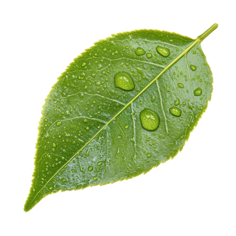 Fresh green lime leaves with glistening water droplets isolated on a white background, Green lime leaves with water droplet isolated on white background png