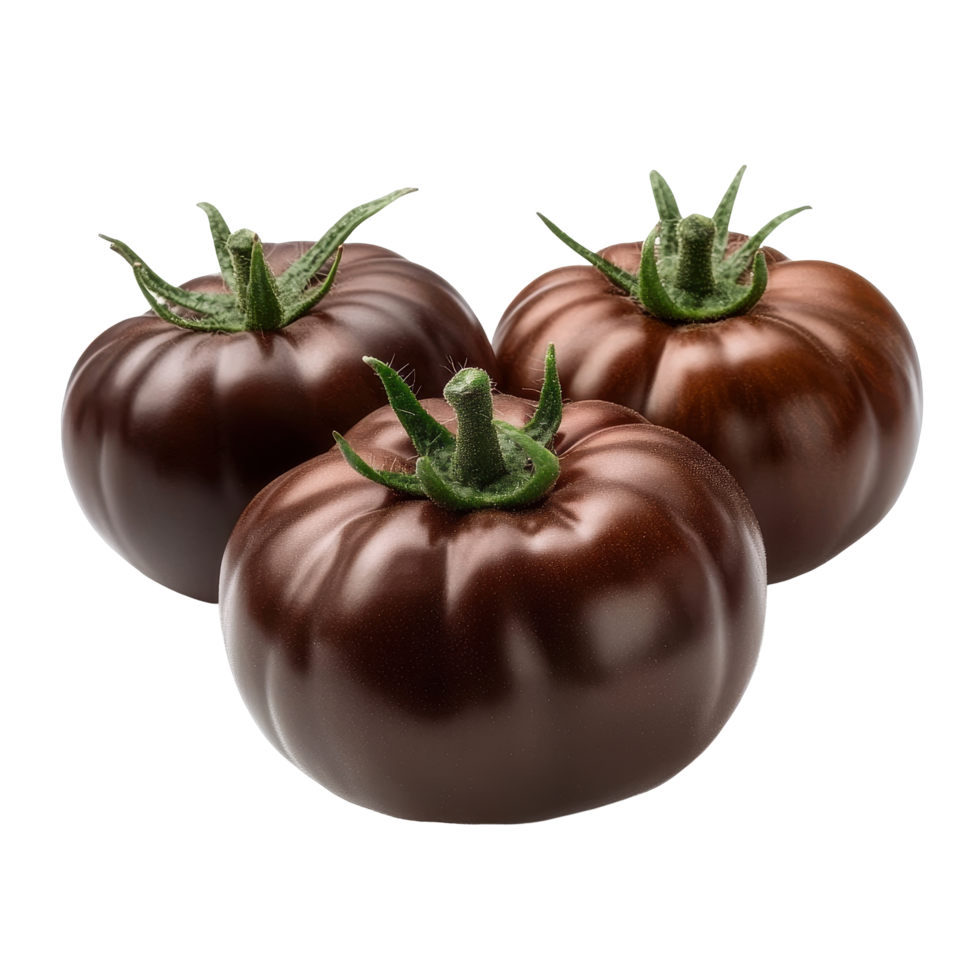 Unique chocolate tomatoes displayed in isolation for culinary exploration and appreciation, Chocolate Tomato or Brown color tomatoisolated on white background png