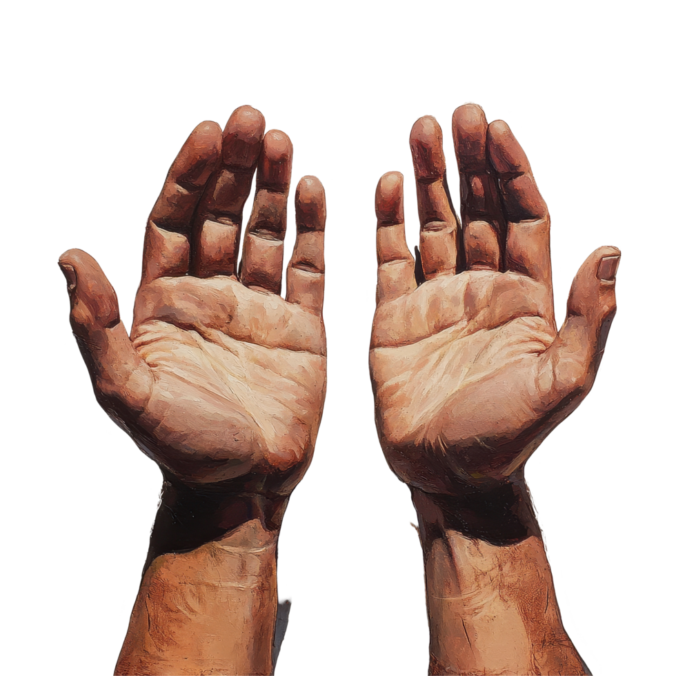 Open hands with palms facing up, conveying openness and receptiveness in a serene setting, Open Hands directed palms up png