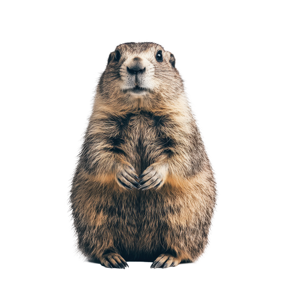 Marmot stands upright against a Transparent background looking curiously in a serene setting, Marmot on background png