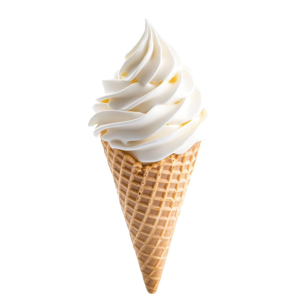 Empty ice cream cone isolated on a white background ready for delicious toppings and flavors, Empty ice cream cone isolated on white background png