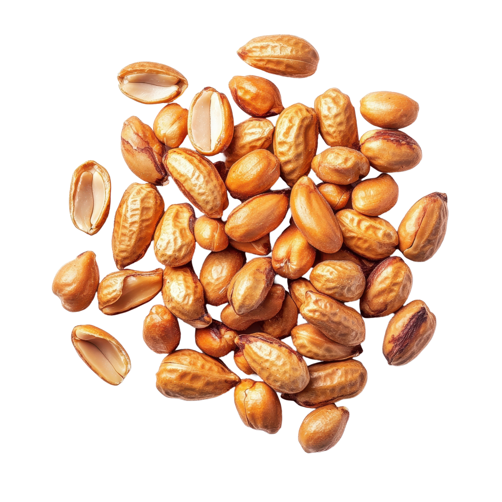 Roasted tigerstripe beans isolated on a Transparent background showcasing their unique texture and color, roasted peanuts thai name is tigerstripe beans isolated on background png