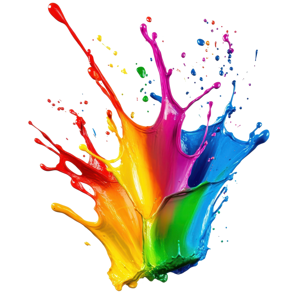 Colorful rainbow paint splash explosion on Transparent background creating vibrant artistic expression, Rainbow Holi Paint Splash Explosion on background png