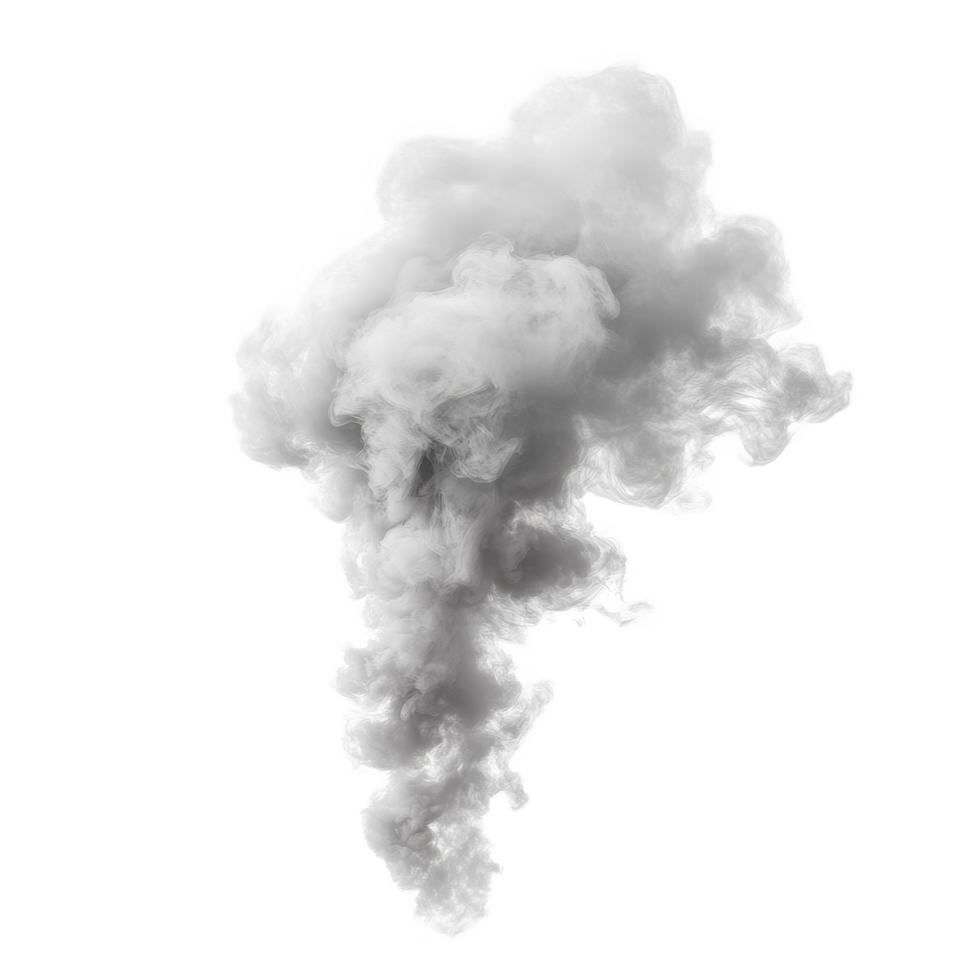 Smoke or steam clouds rising in a swirl against a Transparent background creating a dramatic effect, smoke or steam clouds isolated on background png