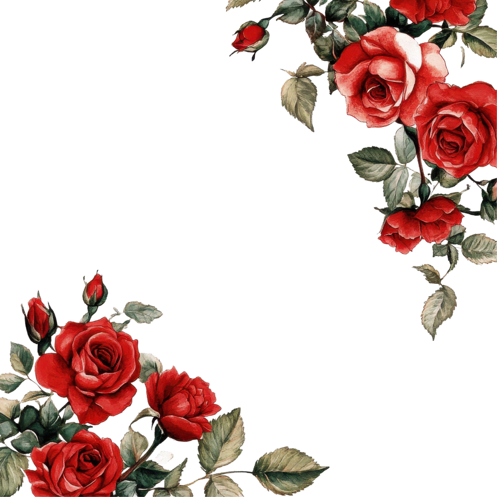 Vibrant red roses against a clean Transparent background create a stunning floral design for various occasions, Red rose background background png