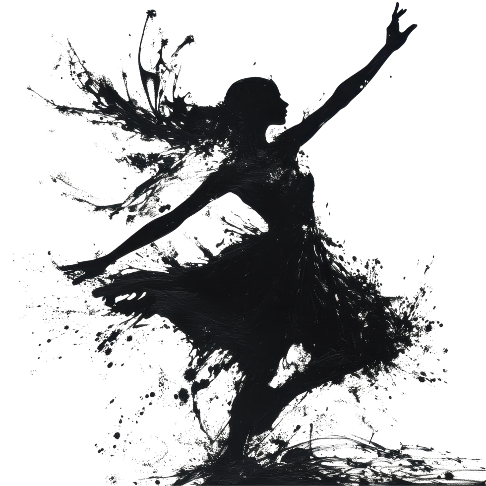 Mystic dancer captured in motion with a splash of ink creating artistic expression, Mystic Dancer in Motion A Splash Ink Captures the Artful Movement, Transparent background png