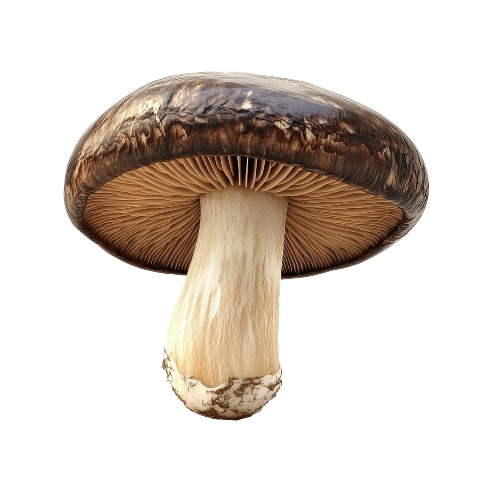 Portobello mushroom showcasing rich texture and distinct shape on a clean Transparent background for culinary inspiration, Portobello Mushroom isolated on background png