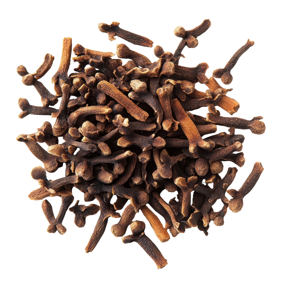 Dry cloves isolated on Transparent background creating a striking visual of aromatic spice, Dry clove isolated on background png