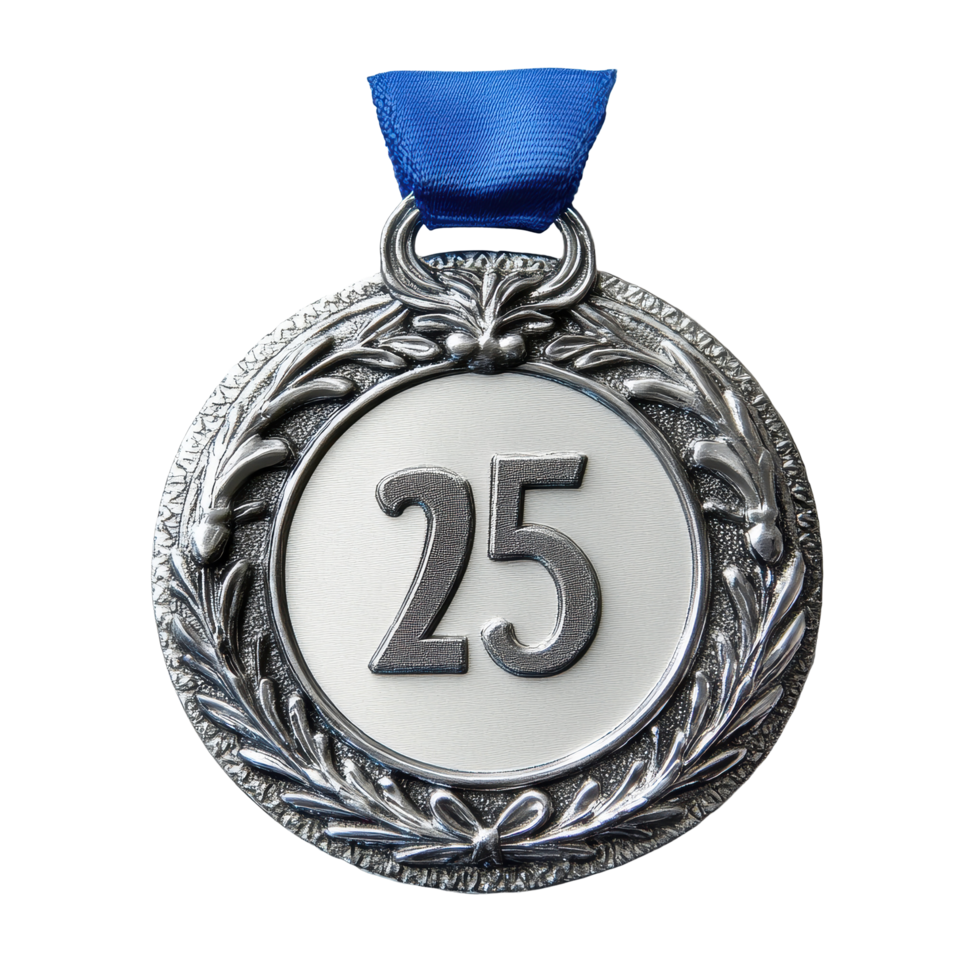 Silver medal representing second place achievement in competitive events for recognition, Medal achievement silver medal isolated second place silver second, Transparent background png