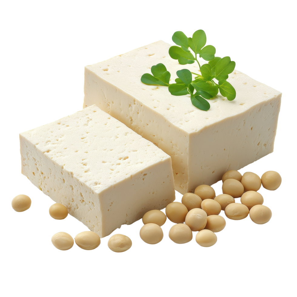 Tofu and soybeans isolated on Transparent background showcasing natural ingredients, tofu and soy isolated on background png