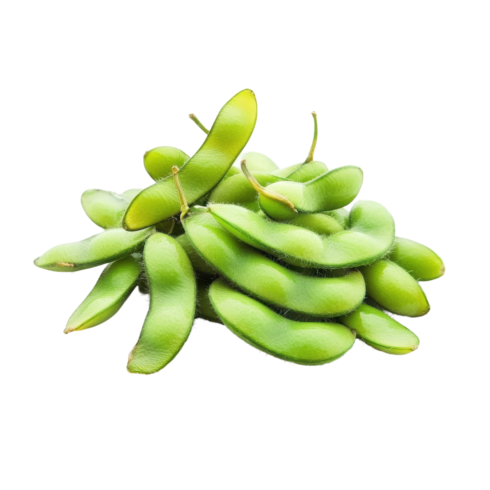 Fresh edamame soybeans arranged on a Transparent background for culinary presentation and healthy eating, edamame soy beans isolated on background png