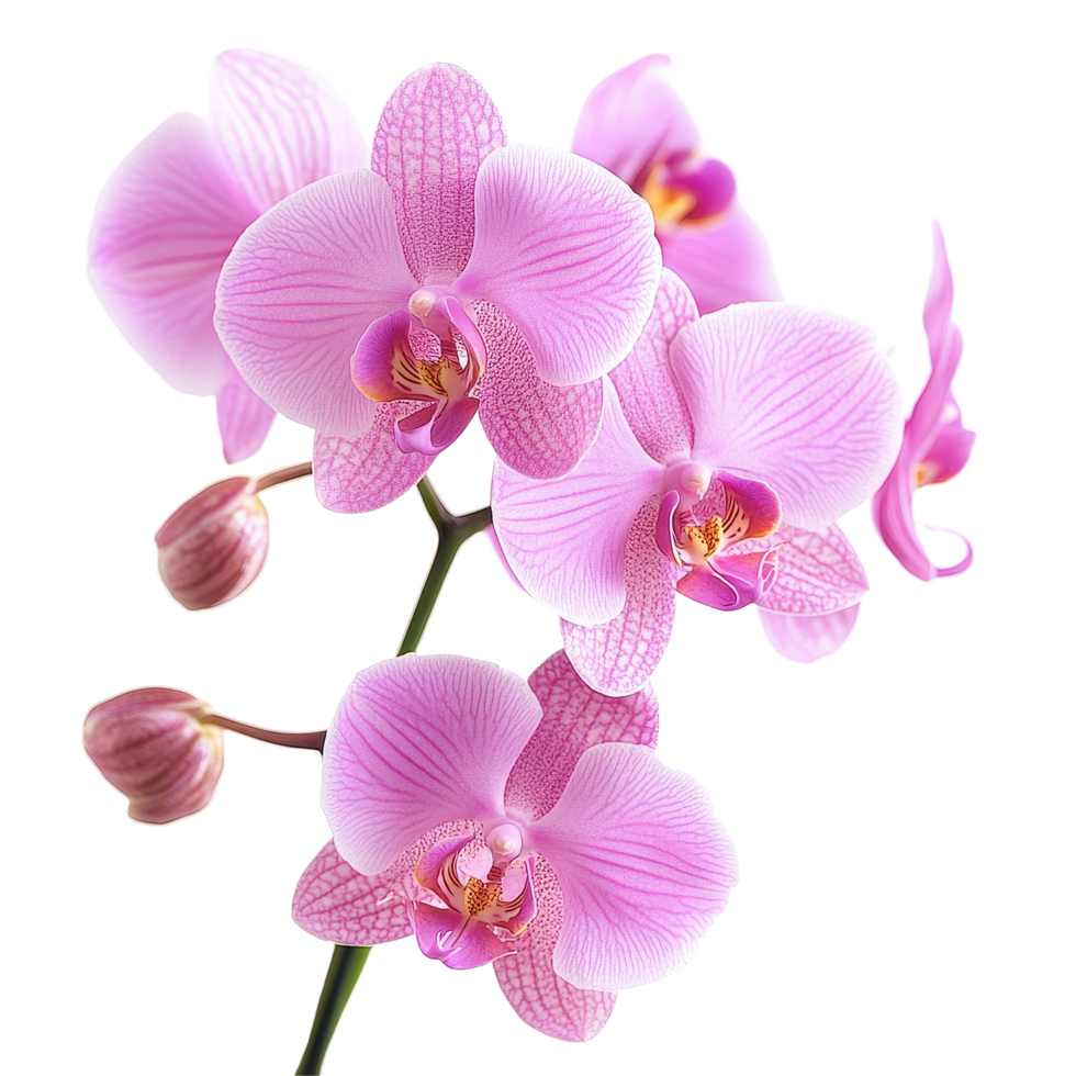 Delicate pink orchid flowers against a pristine Transparent background showcasing natural beauty and elegance, orchid flower on background png