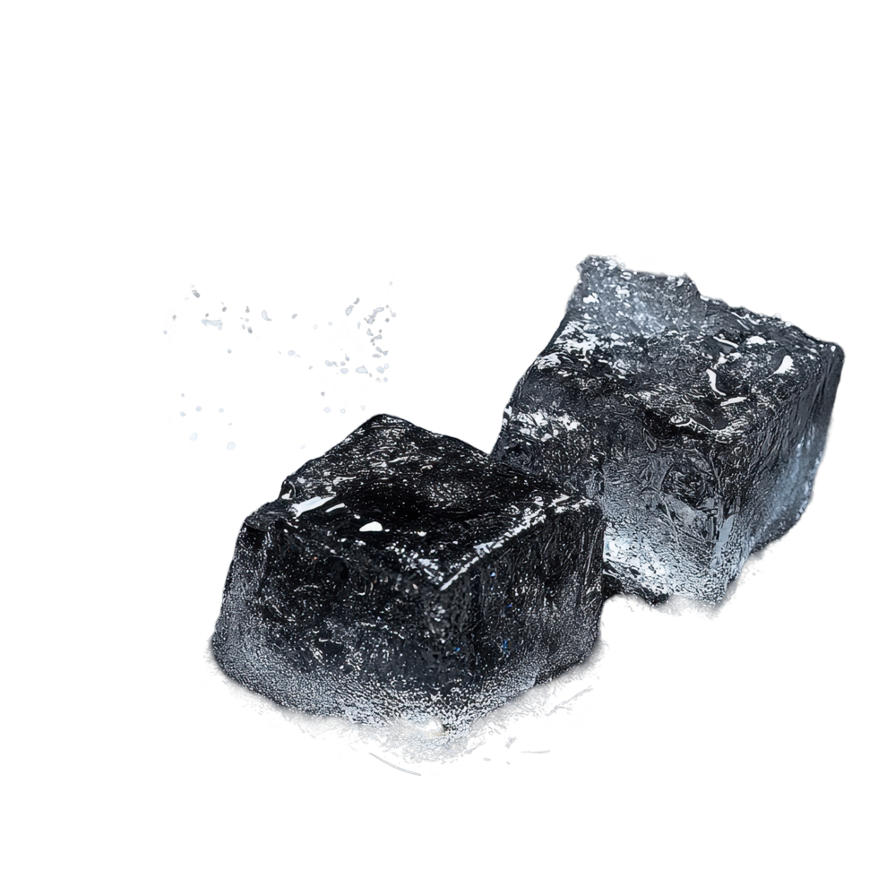 Refreshing ice cubes melting on a dark surface in a cool environment, ice cubes png