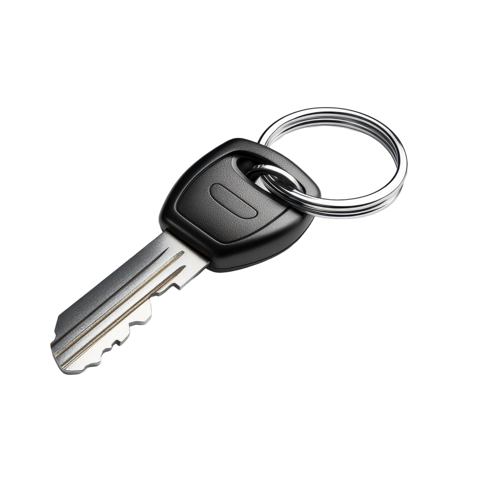 Car key with ring isolated against a white background for clarity and focus on design details, Car Key with Car Ring isolated on white background png