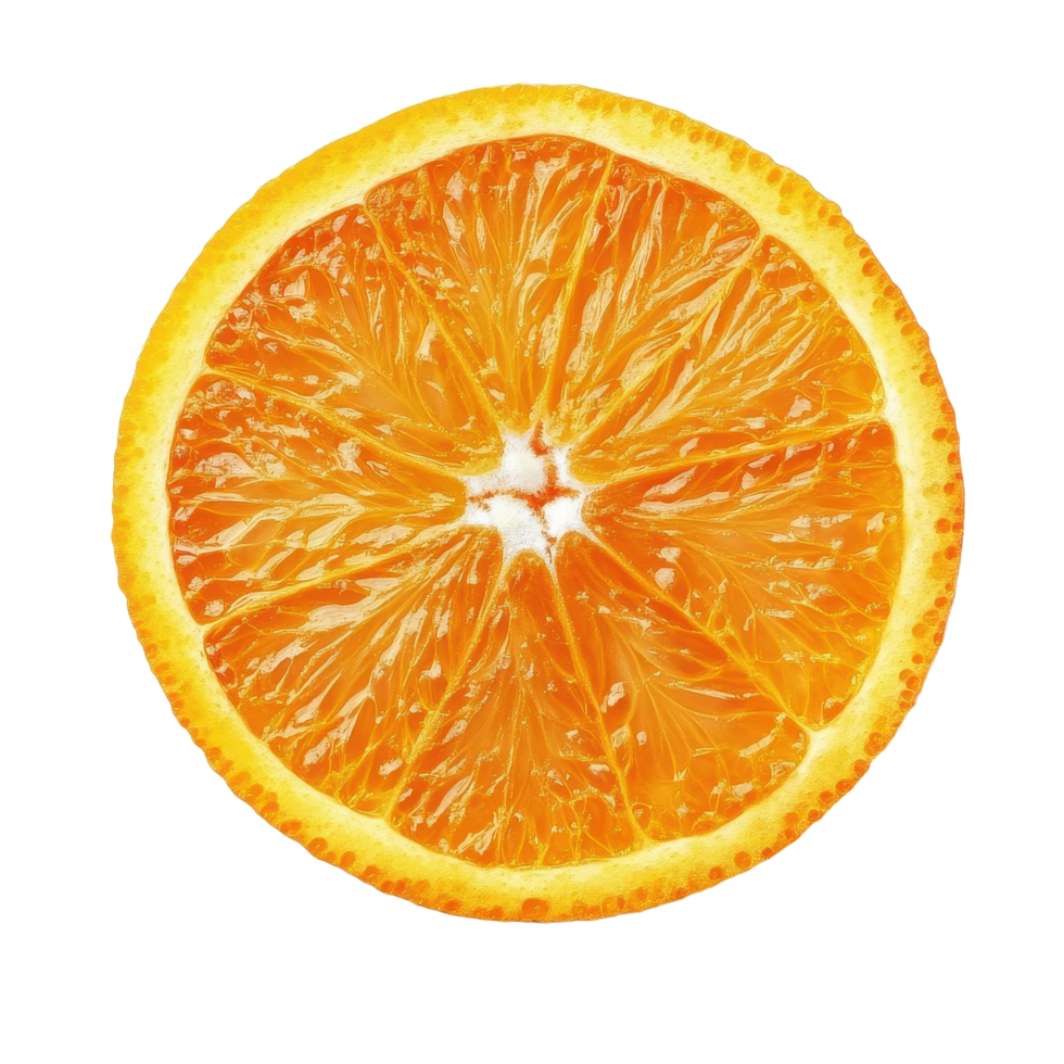 Ripe half of orange citrus fruit on Transparent background showing texture and color details, Ripe half of orange citrus fruit isolated on background png