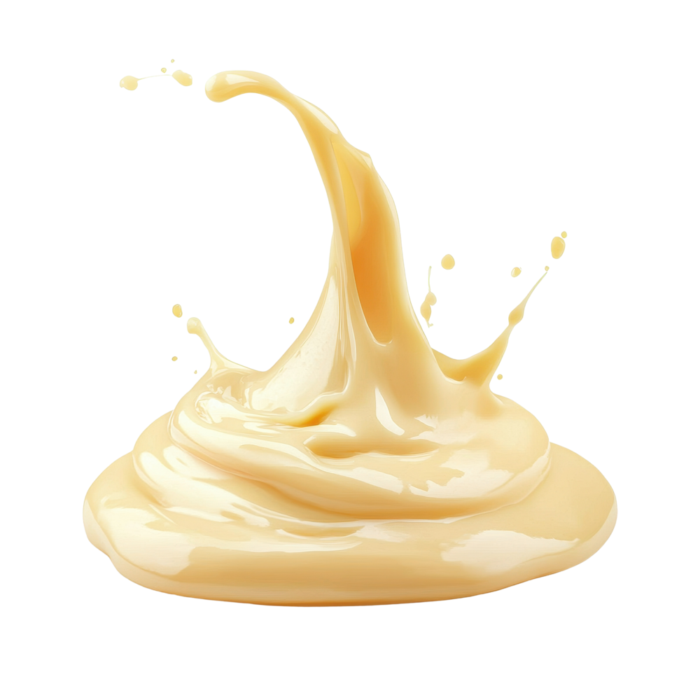 Mayonnaise drops splashing and pooling on a clean Transparent background showcasing a creamy texture, mayonnaise drops isolated on background png