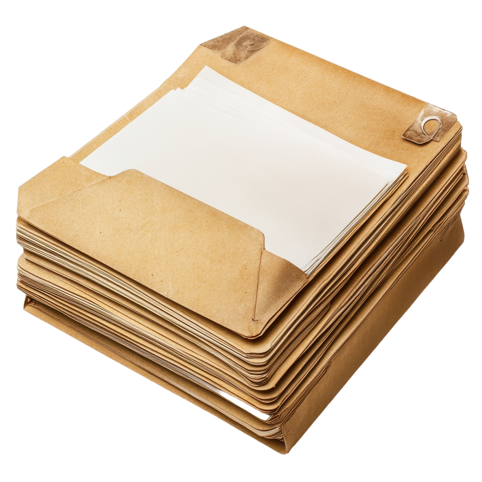 Stack of file folders containing blank pages ready for organization and documentation, File Folder with Blank Pages png