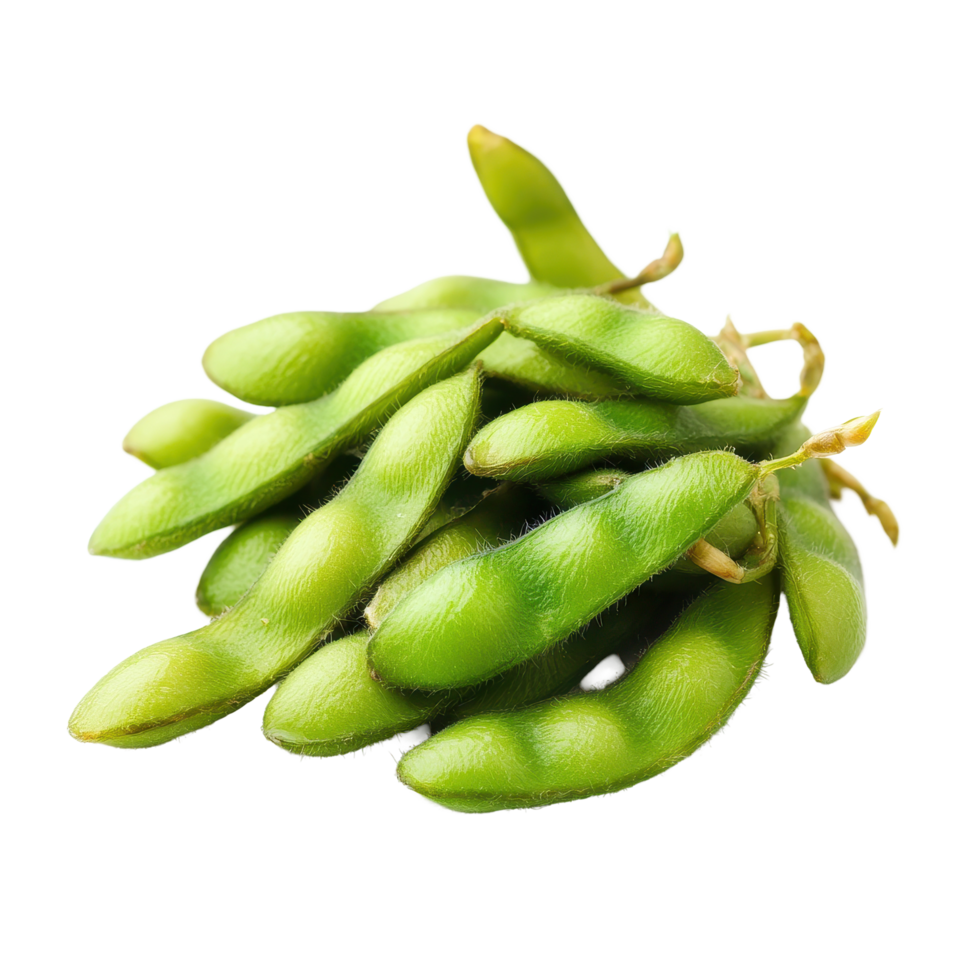 Fresh edamame soybeans isolated on a clean Transparent background for culinary presentation and healthy snacking, edamame soy beans isolated on background png