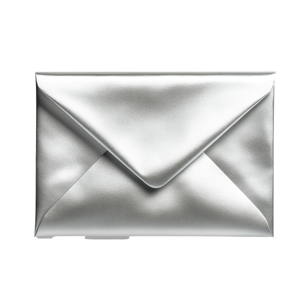 Luxurious silver envelope on a Transparent background perfect for elegant invitations and special occasions, Silver Elegance A Luxurious Envelope, background png