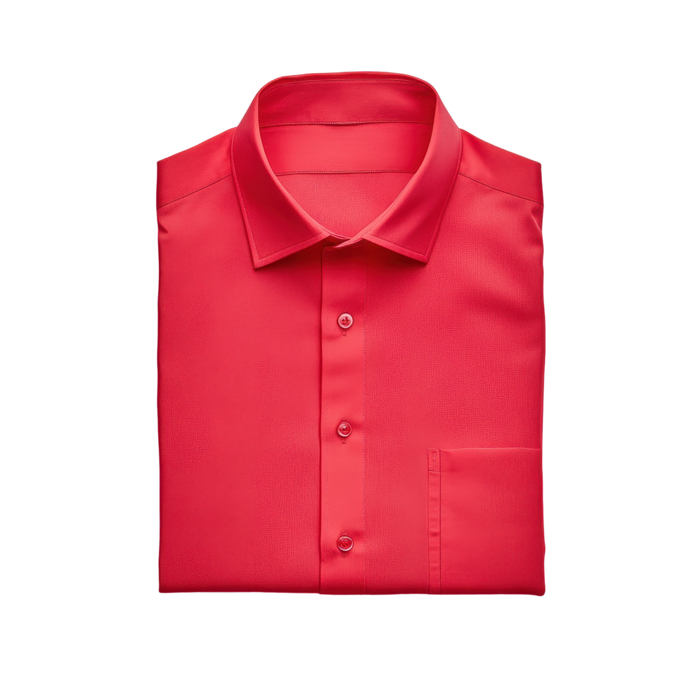 Bright red shirt folded neatly against a soft pink background showcasing vibrant color contrast, red shirt on a pink background, Transparent background png