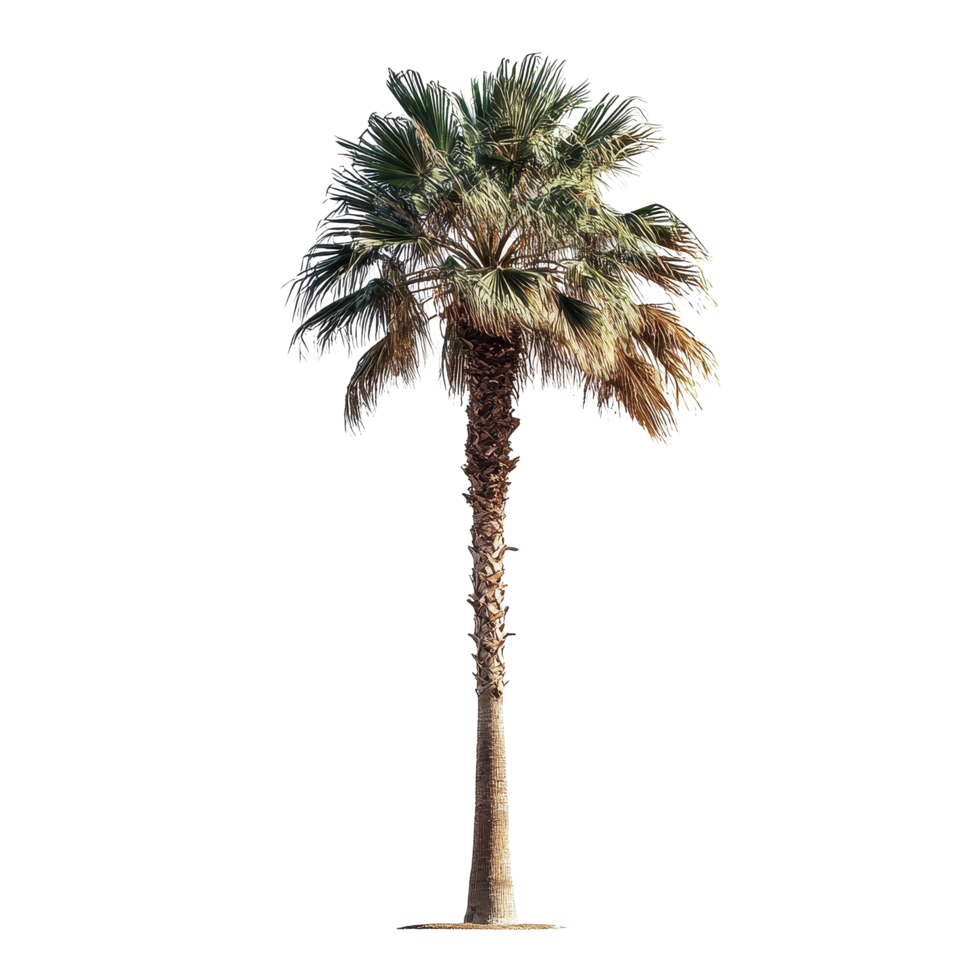 Isolated palm tree with lush green leaves and a tall trunk against a Transparent background, Image palm tree isolated on background png