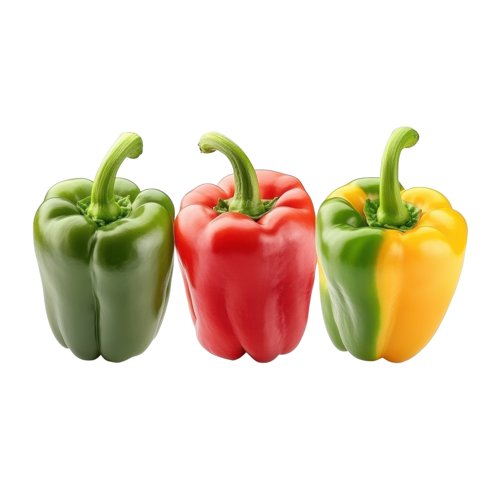Fresh colorful peppers arranged neatly on a Transparent background for culinary use and decoration, Peppers isolated on background png