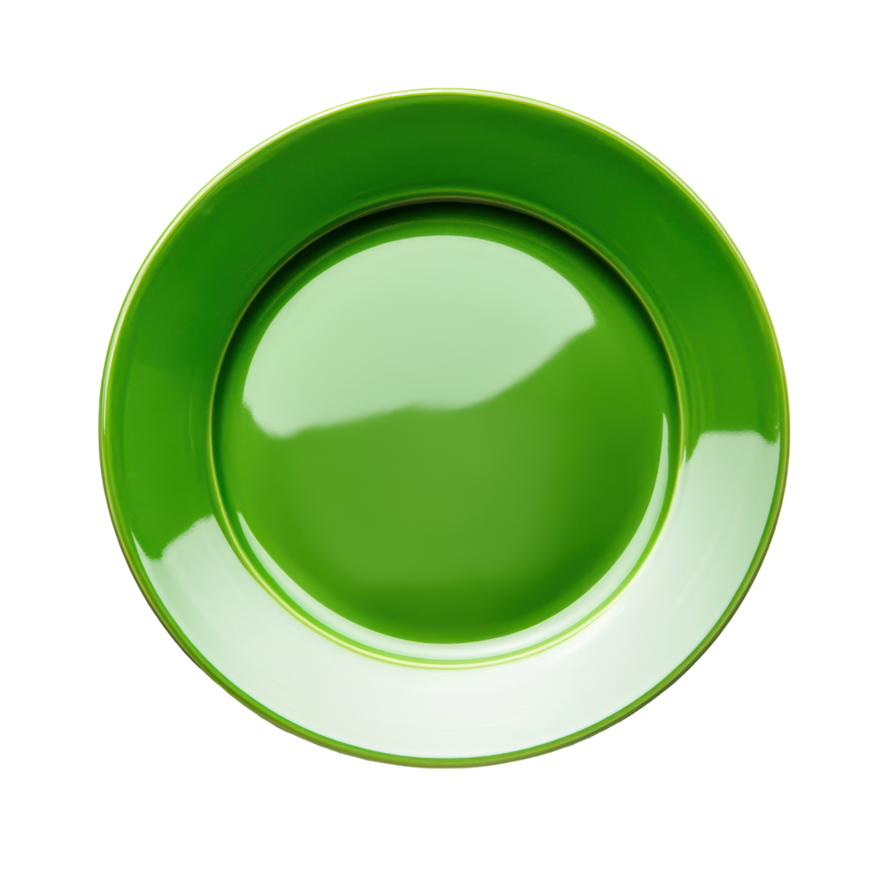 Vibrant green plate isolated on a white background showcasing simplicity and elegance in tableware design, green plateisolated on white background png