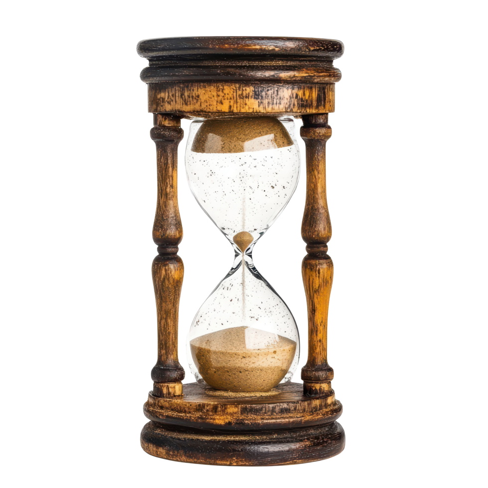 Hourglass displayed on a white background highlighting the passage of time in a simple and elegant design, Hourglass isolated on white background png