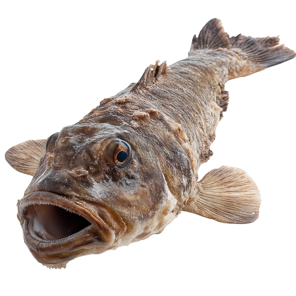Monkfish displayed on a Transparent background showcasing its unique features and texture, Monkfish on background png