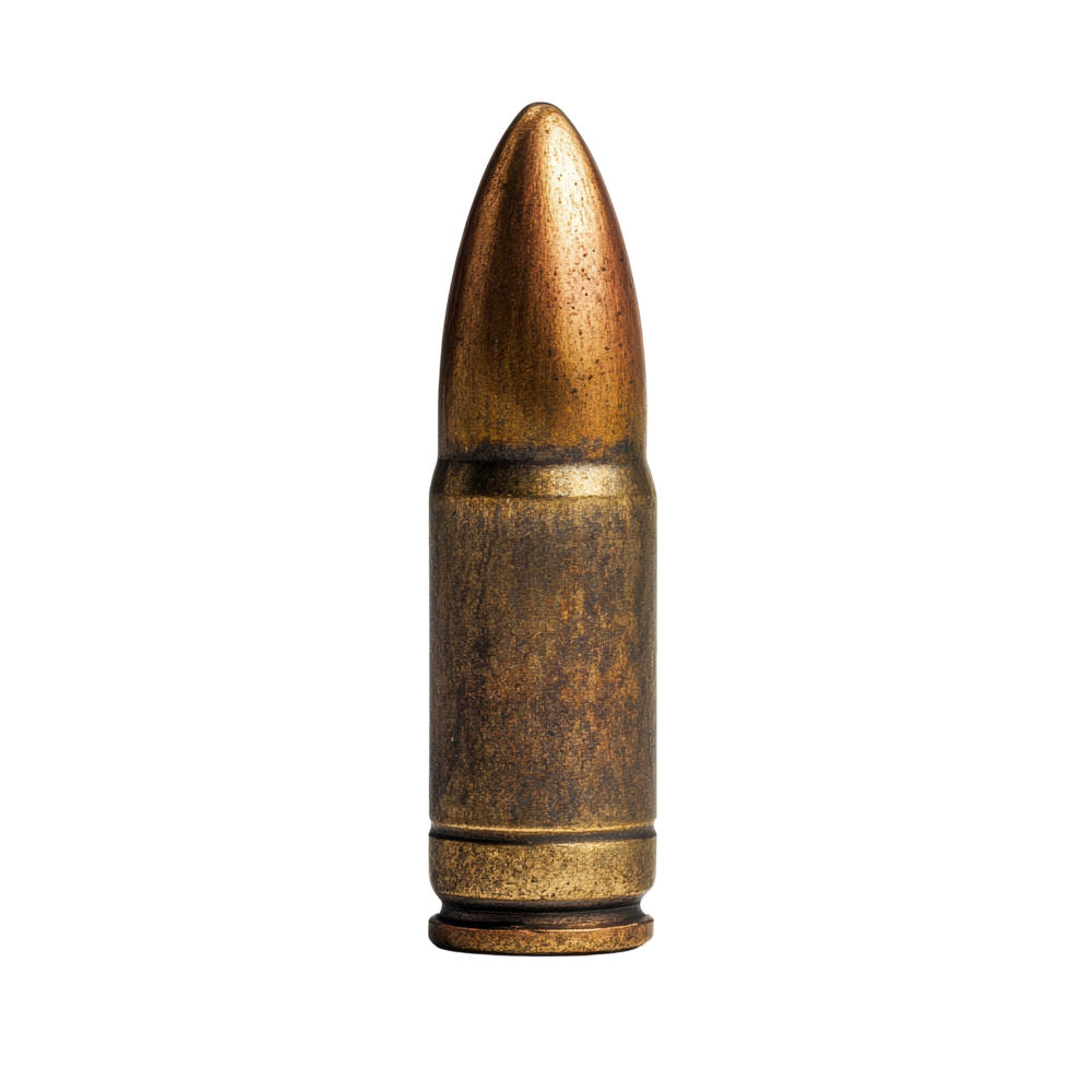 Bullet on a pure Transparent background highlighting its unique design and historical significance in ammunition technology, old bullet isolated on background png