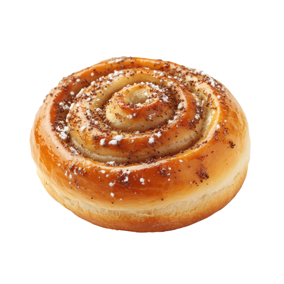 Delicious sweet roll bun on a clean Transparent background showcasing its soft texture and sweet aroma, Sweet roll bun isolated on background png