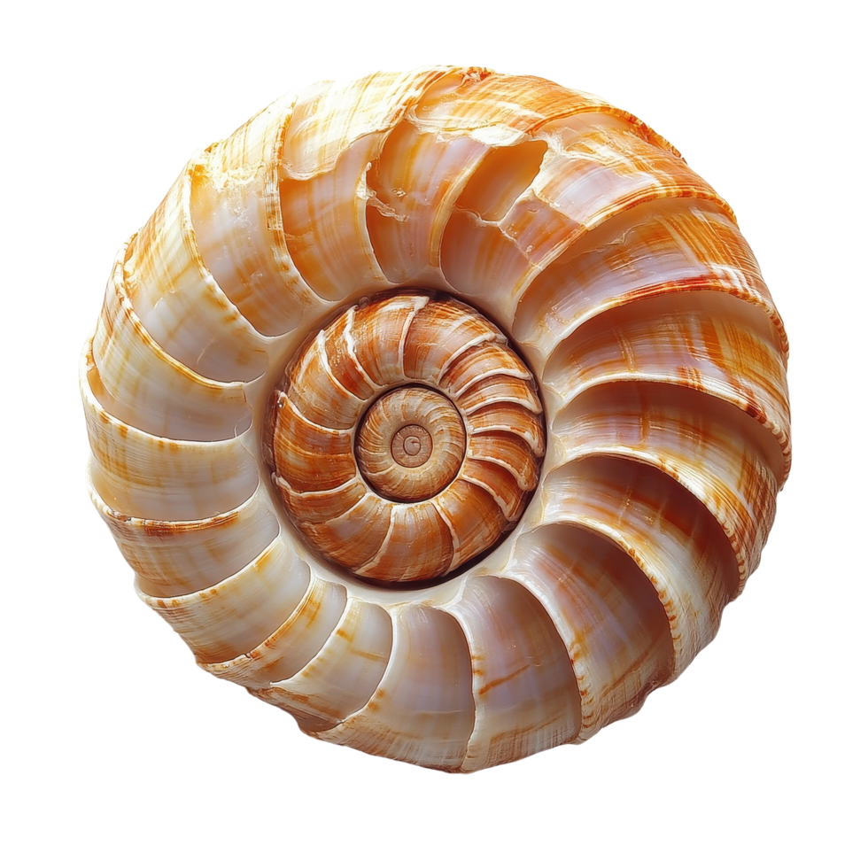 Beautiful spiral seashell with intricate patterns against a Transparent background, Seashell Spiral Shell, background png