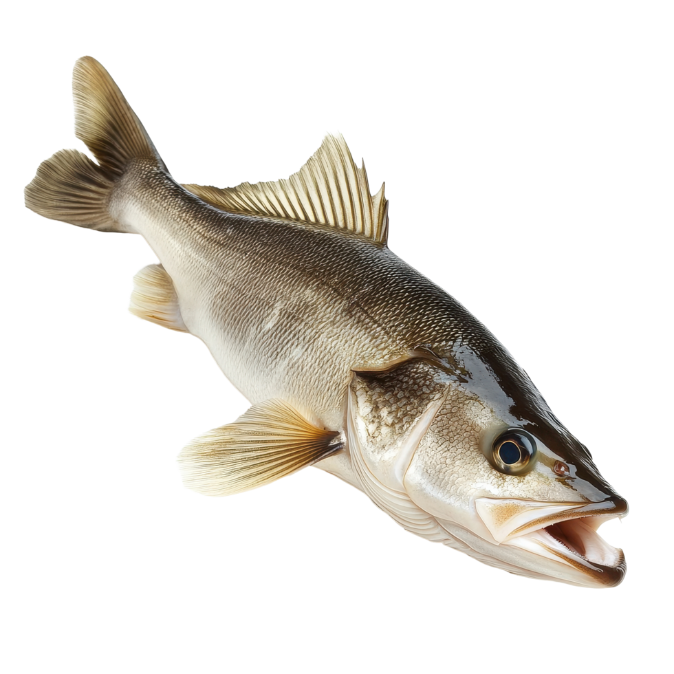 Cod fish displayed on a clean Transparent background with natural sheen and detail highlighting its features, Cod Fish Isolated on background png