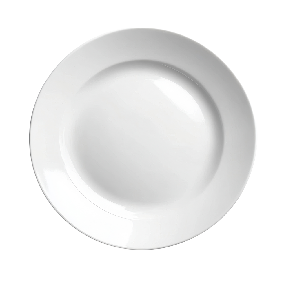 Empty ceramic white plate isolated on a clean white background for minimalistic design purposes, Empty ceramic white plate isolated on white background png