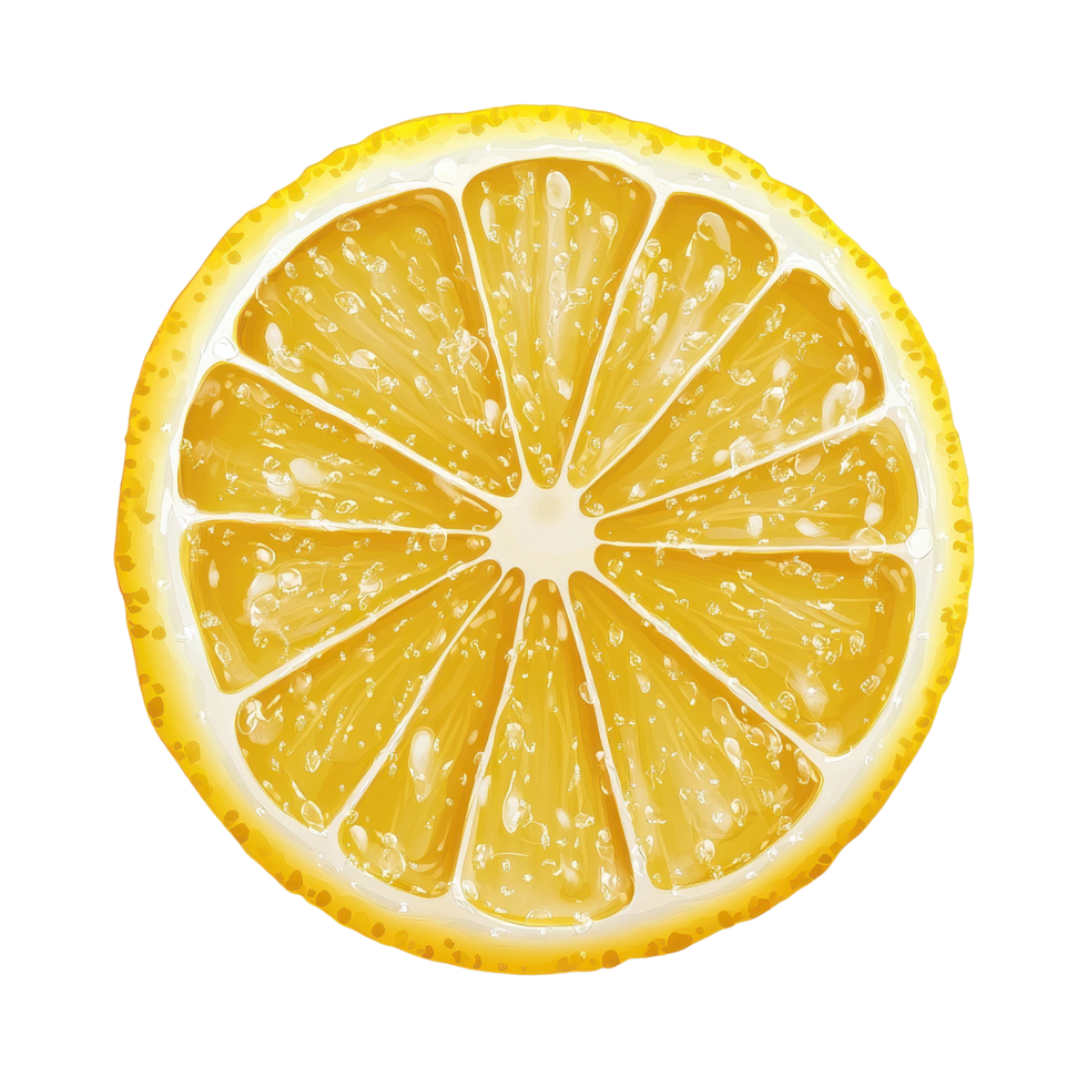 Freshly sliced lemon showcasing vibrant texture and juicy segments on a transparent background, lemon isolated on trransparent png