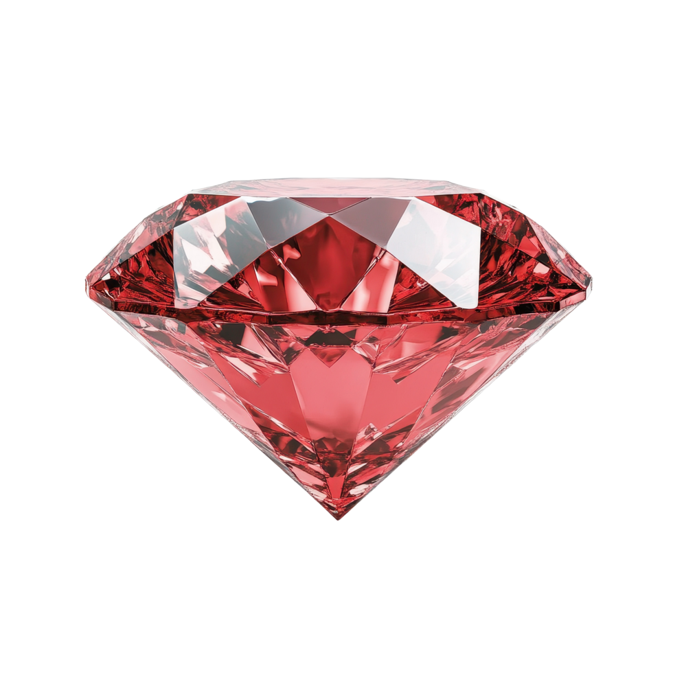 Red diamond sparkling on a Transparent background highlighting brilliance and clarity, Red diamond isolated on background png