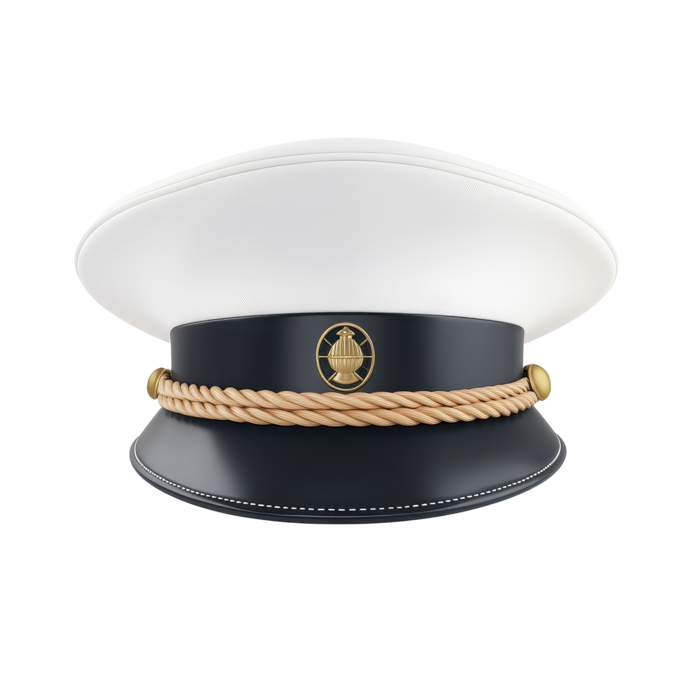 Captain s hat stands alone on a white background showcasing its design and craftsmanship details, Captain Hat Isolated on white background png